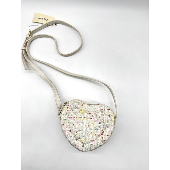 On 34th Macy's Jasmii tweed heart mini crossbody bag -Off white - Picture 1 of 13
